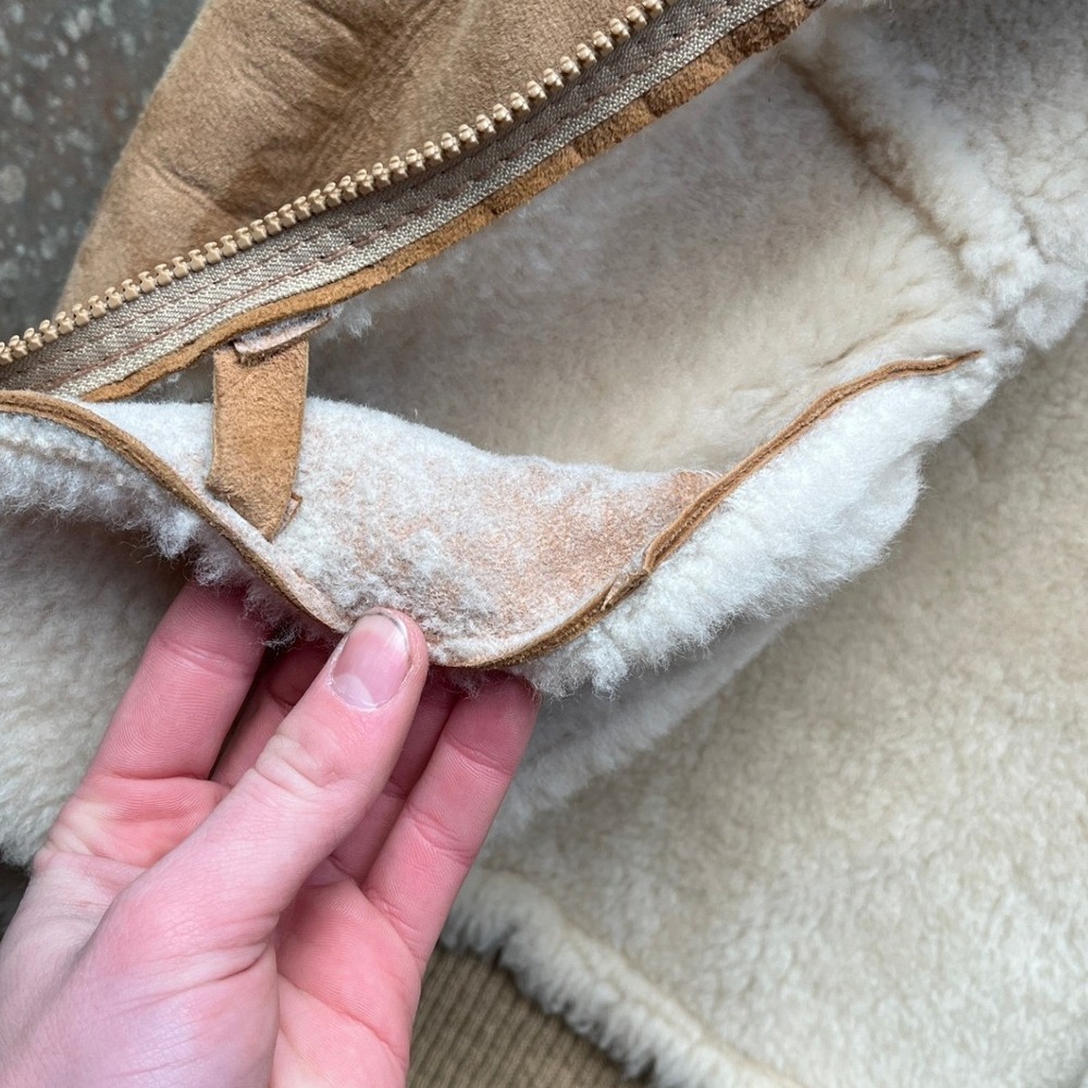 VTG 80s Raleghs Sheepskin Shearling Wool Lined Suede Leather Bomber Jacket 38 - Picture 7 of 14